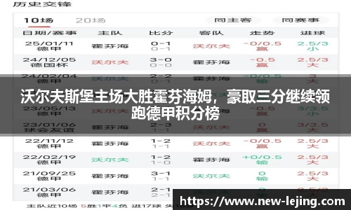 沃尔夫斯堡主场大胜霍芬海姆，豪取三分继续领跑德甲积分榜